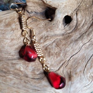 Ruby Pomegranate Seed Earrings Siam Red Garnet