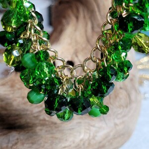 Emerald, Peridot, Moss forest and tree Green Swarvorski crystal bracelet.