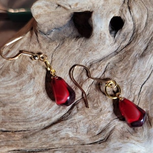 Ruby Pomegranate Seed Earrings Siam Red Garnet