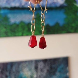 Ruby Pomegranate Seed Earrings Siam Red Garnet