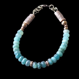 AAA Grandidierite rondelle beads with Copper bracelet