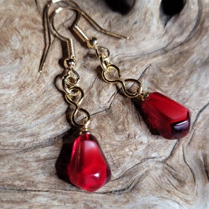Ruby Pomegranate Seed Earrings Siam Red Garnet