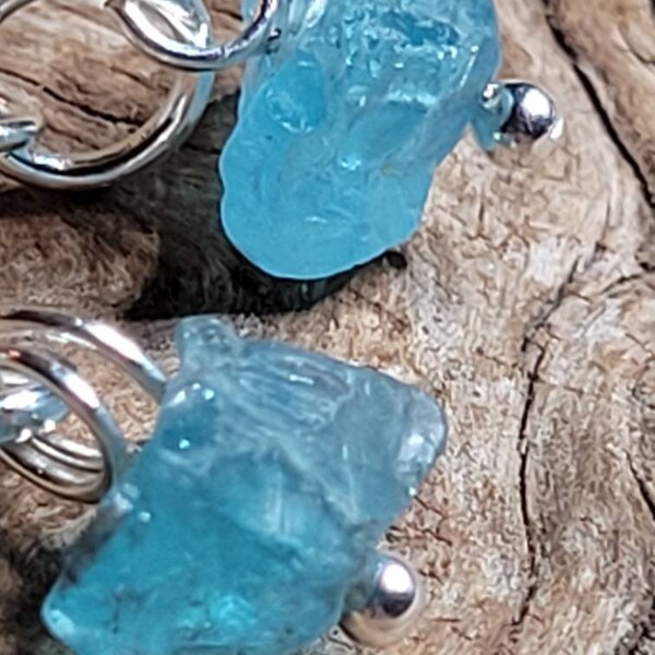 Gorgeous Sky Apatite rough gemstone Glacier blue Silver earrings