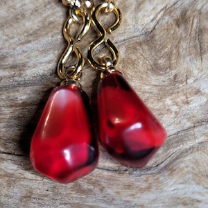 Ruby Pomegranate Seed Earrings Siam Red Garnet