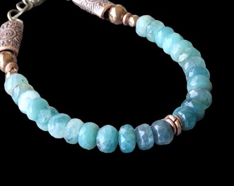 AAA Grandidierite rondelle beads with Copper bracelet