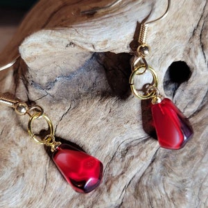 Ruby Pomegranate Seed Earrings Siam Red Garnet