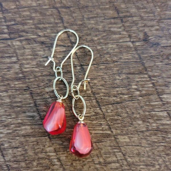 Ruby Pomegranate Seed Earrings Siam Red Garnet