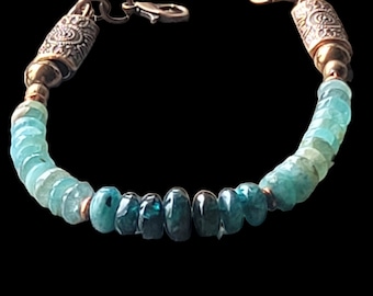 AAA Grandidierite rondelle beads with Copper bracelet