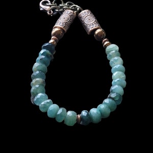 AAA Grandidierite rondelle beads with Copper bracelet