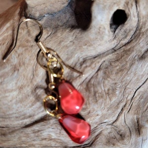 Ruby Pomegranate Seed Earrings  watermelon red