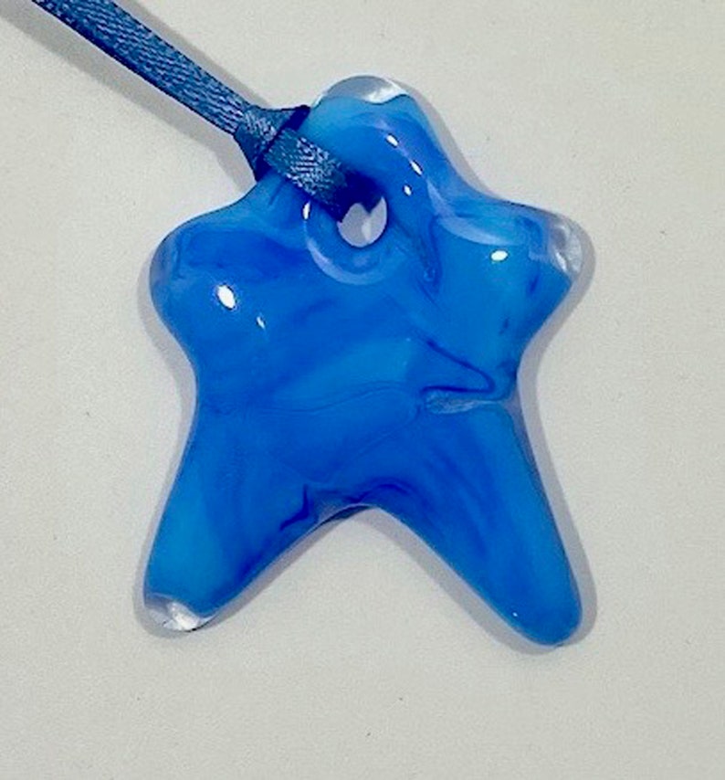 1 Sky Blue Handmade Fused Glass Star