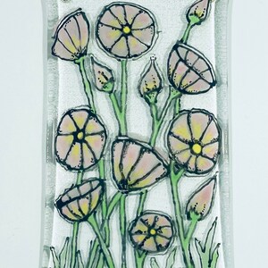 Hand Painted Fused Glass Pale Pink Flower Suncatcher