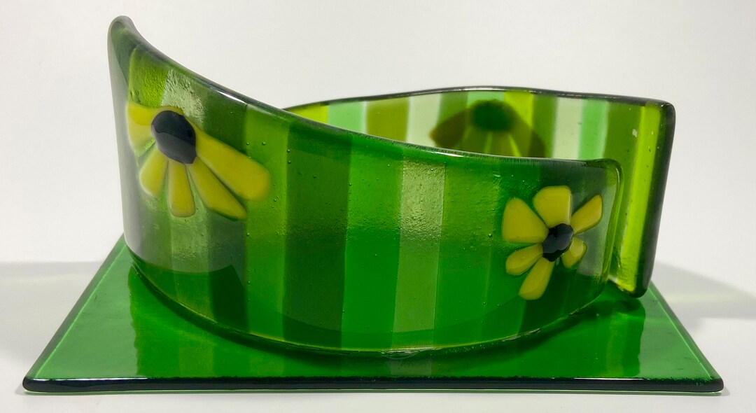 Handmade Fused Glass Daisy Candle Holder Etsy