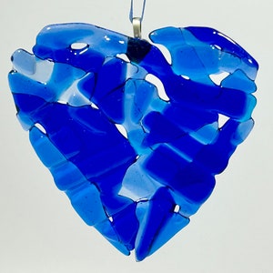 Blue Abstract Heart Sun Catcher