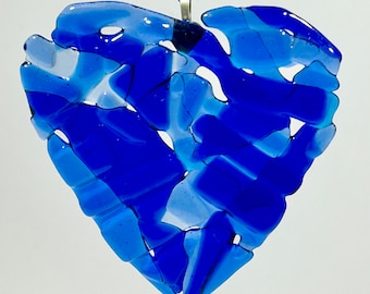 Blue Abstract Heart Sun Catcher