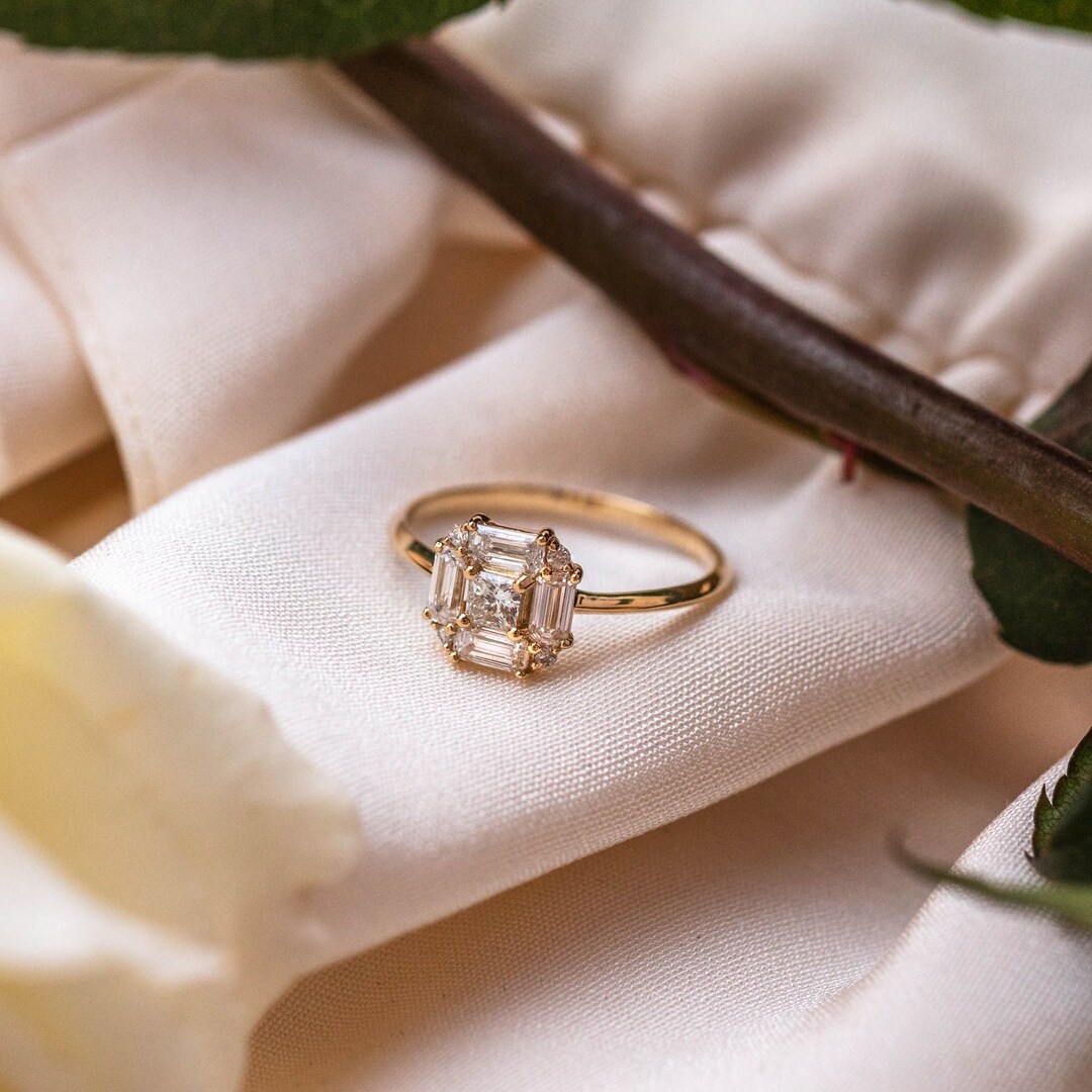 Natural White Topaz Ring-baguette Topaz Ring-statement Ring-engagement ...