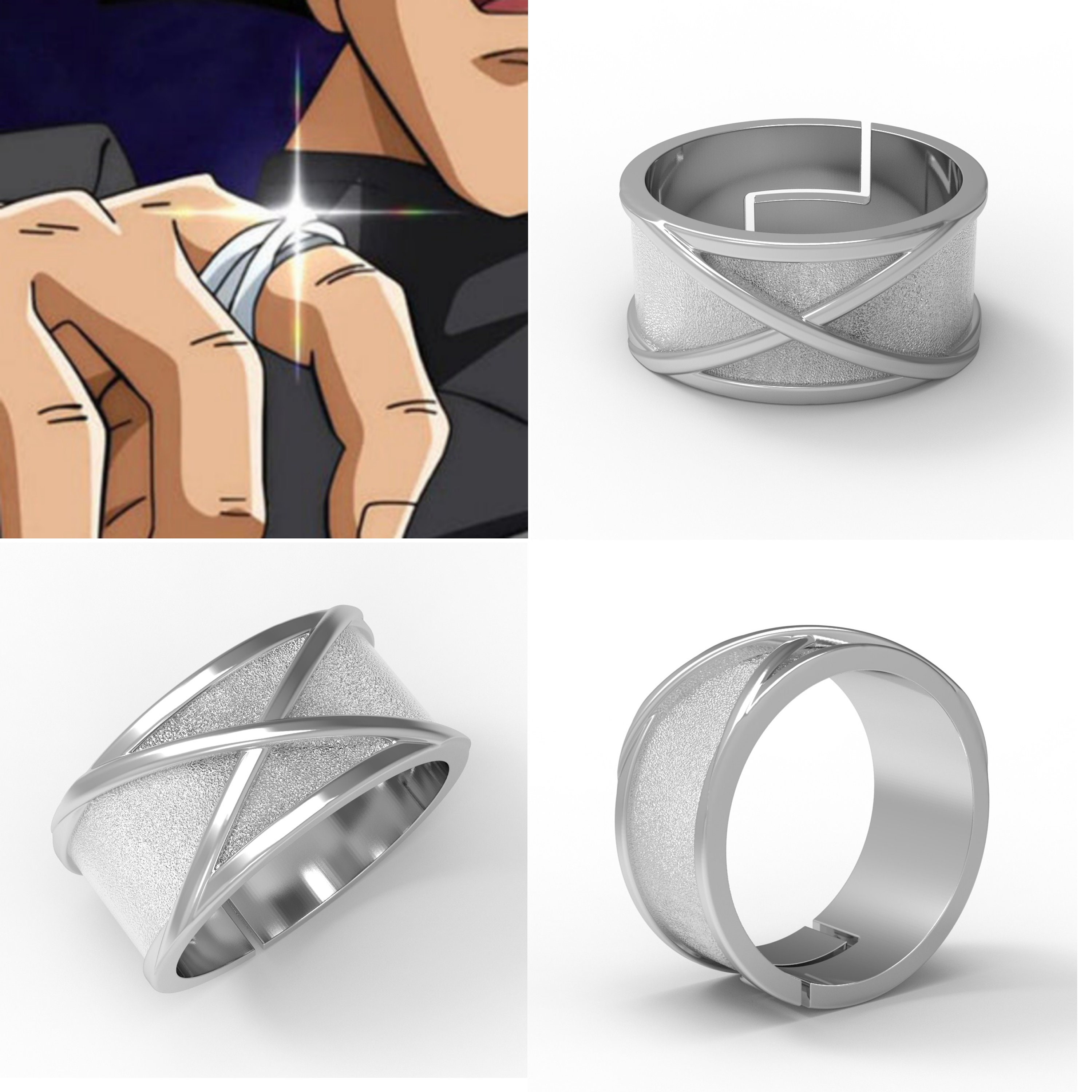 Goku Black Time Ring Silver, Black Goku Ring Adjustable