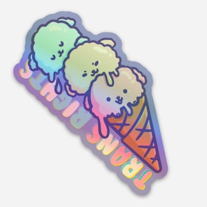 Trans Rights Ice-cream Puppy Scoop Cone holo and clear vinyl stickers