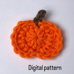 May include: A crocheted orange pumpkin with a brown stem. Digital pattern.