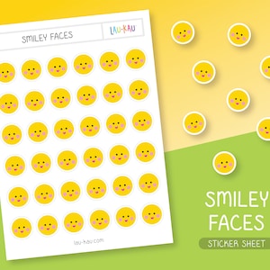 Smiley Aufkleber | Smiley Sticker | Smiley Sticker Bogen | Smiley Sticker Bogen | Happy Face Sticker | Fröhliches Gesicht