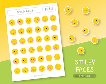Smiley-gezichtsstickers | Sticker met smileygezicht | Stickervel met smileygezicht | Stickervel met smileygezicht | Blije gezichtsstickers | Blij gezicht