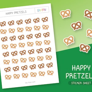 Pretzels Sticker Sheet | Pretzels Stickers | Pretzel Stickers | Pretzel Sticker Sheet | Pretzels | Food Stickers | Cute Food Stickers