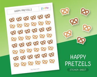 Pretzels Sticker Sheet | Pretzels Stickers | Pretzel Stickers | Pretzel Sticker Sheet | Pretzels | Food Stickers | Cute Food Stickers