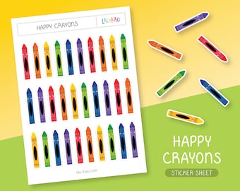 School Sticker Sheet | Crayons Stickers | Crayons Sticker Sheet | School Supplies Stickers | Crayon Stickers | Crayon Sticker Sheet | Pencil