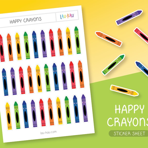 School Sticker Sheet | Crayons Stickers | Crayons Sticker Sheet | School Supplies Stickers | Crayon Stickers | Crayon Sticker Sheet | Pencil