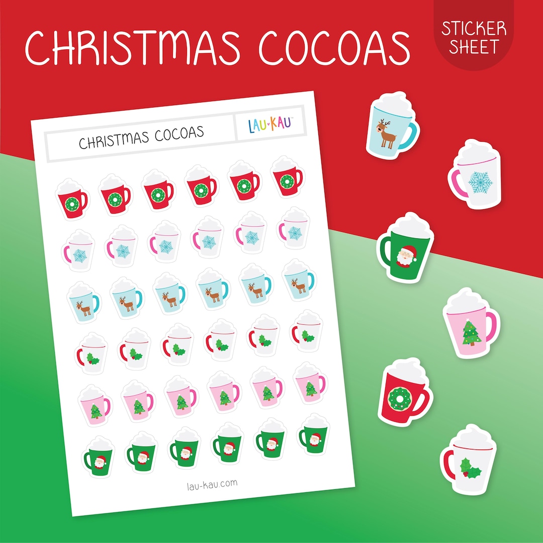 Cocoa Stickers | Cocoa Sticker Sheet | Hot Cocoa Stickers | Hot Cocoa ...