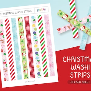 Christmas Washi Strips | Christmas Washi Tape | Holiday Washi | Santa Washi | Festive Washi | Christmas Washi | Cute Washi | Festive Washi