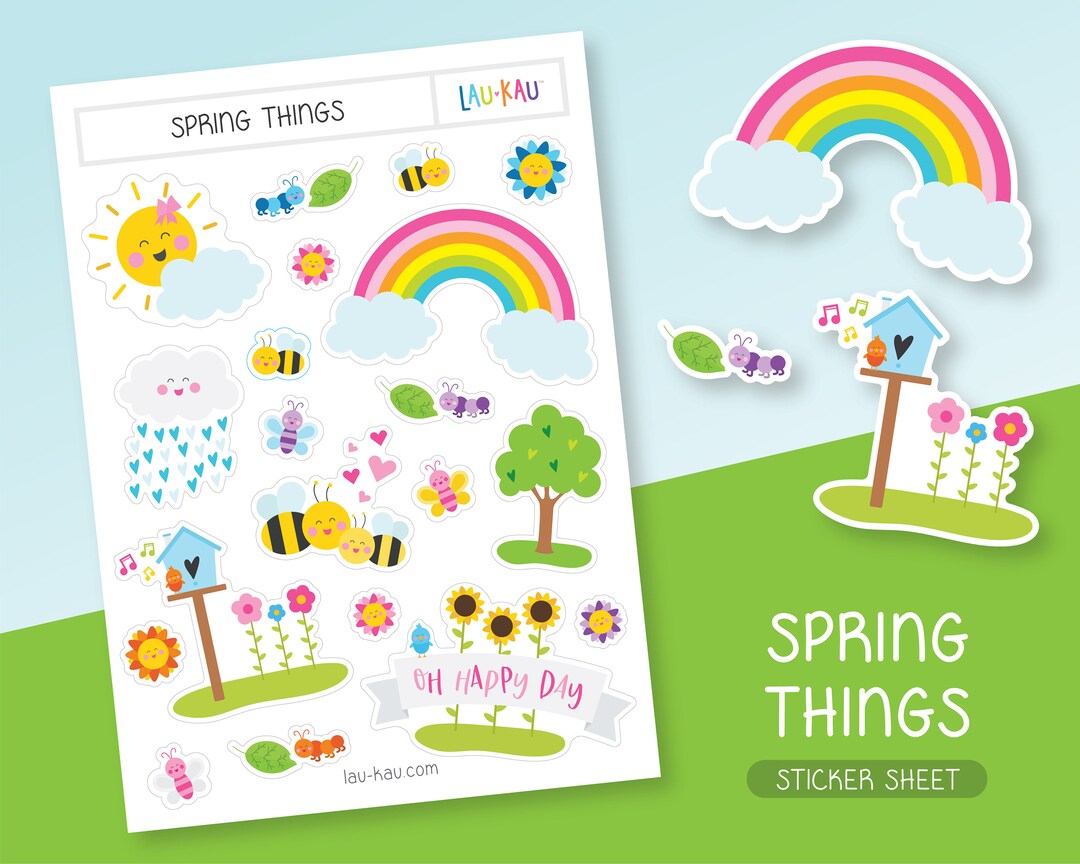 Spring Sticker Sheet | Cute Stickers | Cute Sticker Sheet | Stationery ...