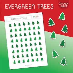 Stickers arbre de Noël | Feuille d'autocollants pour sapin de Noël | Stickers sapins de Noël | Arbre de Noël | Arbres à feuilles persistantes | À feuilles persistantes | Noël
