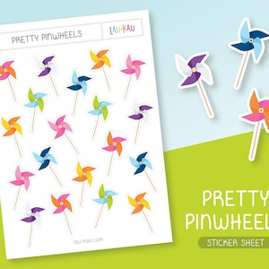 Pinwheel Sticker Sheet | Pinwheel Stickers | Pinwheels Stickers | Summer Stickers | Colorful Stickers | Pinwheels | Rainbow Stickers