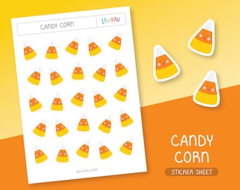 Candy Corn Sticker Sheet | Candy Corn Stickers | Autumn Stickers | Fall Stickers | Halloween Stickers | Glossy Stickers | Fall | Candy Corn