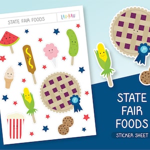 Fair Foods Sticker Sheet | Cute Stickers | Cute Sticker Sheet | Stationery Stickers | Journal Stickers | Planner Stickers | Glossy Stickers