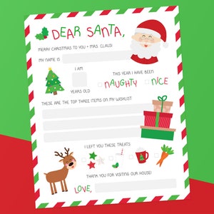 Printable Santa Letter | Letter to Santa | Santa Mail | Letter to Santa Claus | Dear Santa Claus | Letter to North Pole | Instant Download