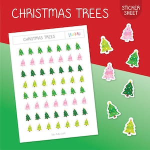Stickers arbre de Noël | Feuille d'autocollants pour sapin de Noël | Stickers sapins de Noël | Arbre de Noël | Arbres à feuilles persistantes | À feuilles persistantes | Noël