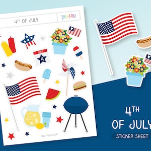4. Juli Sticker Sheet | 4. Juli Sticker | Patriotischer StickerBogen | Patriotische Sticker | Independence Day Stickers | 4. Juli