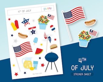 4th of July Sticker Sheet | 4th of July Stickers | Patriotic Sticker Sheet | Patriotic Stickers | Independence Day Stickers | 4th of July