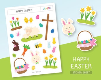 Easter Sticker Sheet | Easter Stickers | Easter Bunny Stickers | Easter Bunny | Easter Egg Stickers | Happy Easter | Spring Stickers | Egg