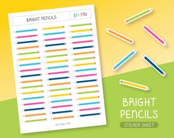 Schule Stickerbogen | Bleistifte Aufkleber | Bleistifte Stickerbogen | Schulbedarf Aufkleber | Bleistift Sticker | Bleistift Sticker Bogen | Bleistift