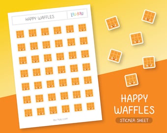 Waffles Sticker Sheet | Waffles Stickers | Waffle Stickers | Waffle Sticker Sheet | Breakfast Stickers | Food Stickers | Waffles | Waffle