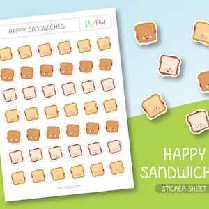 Sandwich Sticker Sheet | Sandwiches Stickers | Sandwich Stickers | Sandwiches Sticker Sheet | Sandwiches | Food Stickers | Lunch Stickers