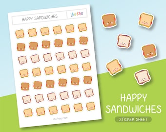 Sandwich Sticker Sheet | Sandwiches Stickers | Sandwich Stickers | Sandwiches Sticker Sheet | Sandwiches | Food Stickers | Lunch Stickers