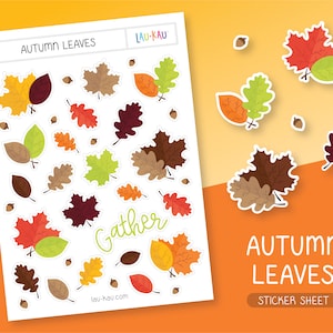 Leaves Sticker Sheet | Fall Stickers | Fall Sticker Sheet | Autumn Sticker Sheet | Leaves Stickers | Fall Leaves Stickers | Autumn | Fall