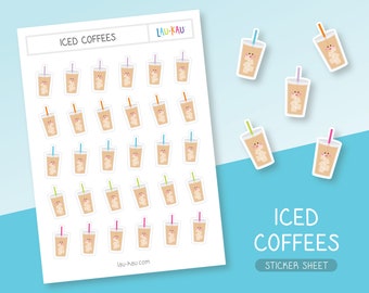 Coffee Sticker Sheet | Iced Coffee Stickers | Coffee Stickers | Iced Coffee Sticker Sheet | Coffee Stickers | Iced Latte Stickers | Coffee