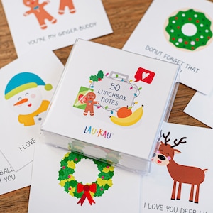 Notas para loncheras navideñas / Tarjetas para loncheras / Tarjetas de aliento / Tarjetas motivacionales / Tarjetas de amabilidad / Notas navideñas / Notas para loncheras