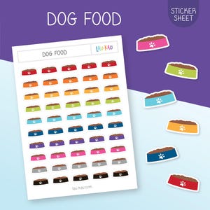 Adesivi per cibo per cani / Foglio di adesivi per cibo per cani / Adesivi per nutrire il cane / Foglio di adesivi per nutrire il cane / Adesivi per cibo per cuccioli / Adesivi per cani / Cane