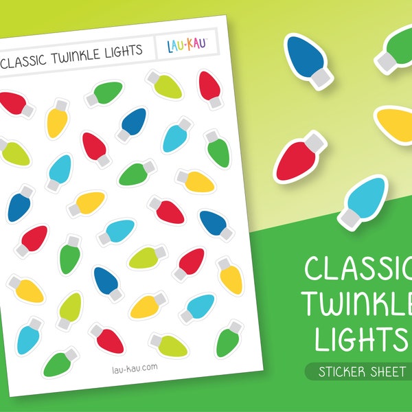 Twinkle Lights Sticker Sheet | Christmas Lights Stickers | Holiday Stickers | Twinkle Lights Stickers | Festive Stickers | Twinkle Lights